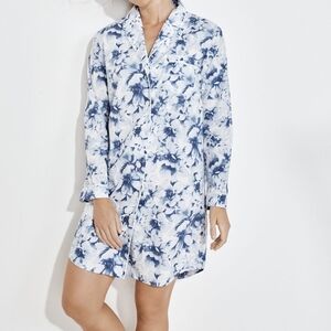Haven Well Within Organic True Cotton Sleep Shirt Med Blurred Floral Button-up